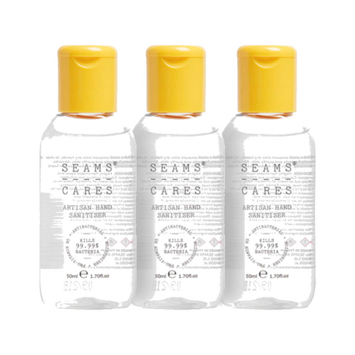 Seams Cares Hand Sanitiser bottles