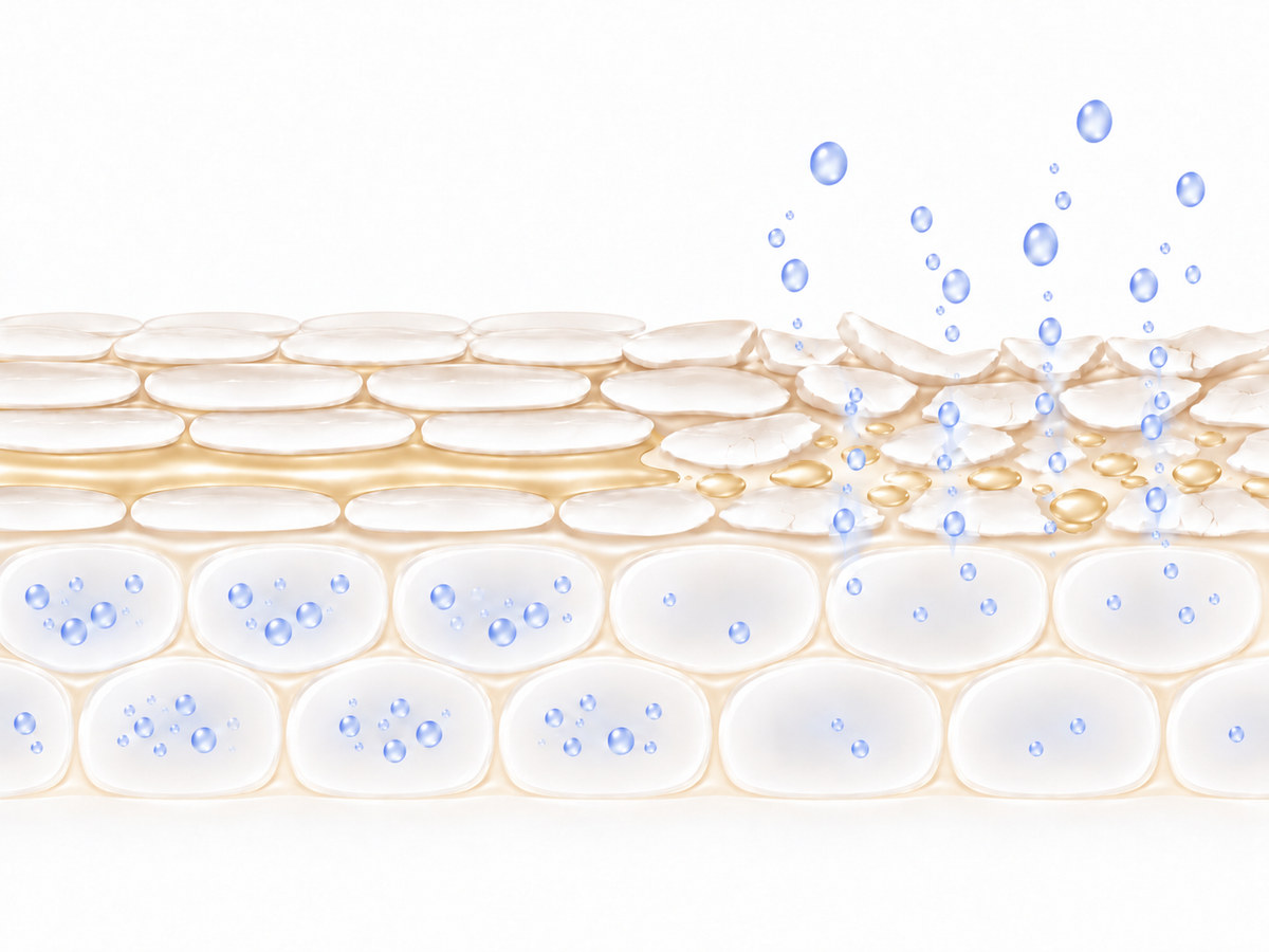 Diagram of lipids leaving the skin barrier